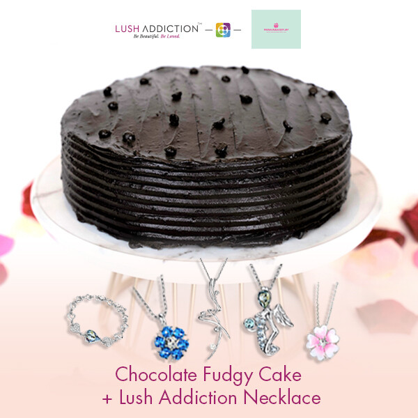 Chocolate Fudgy Cake + Lush Addiction Necklace (By: Premium Bakery  from KL)
