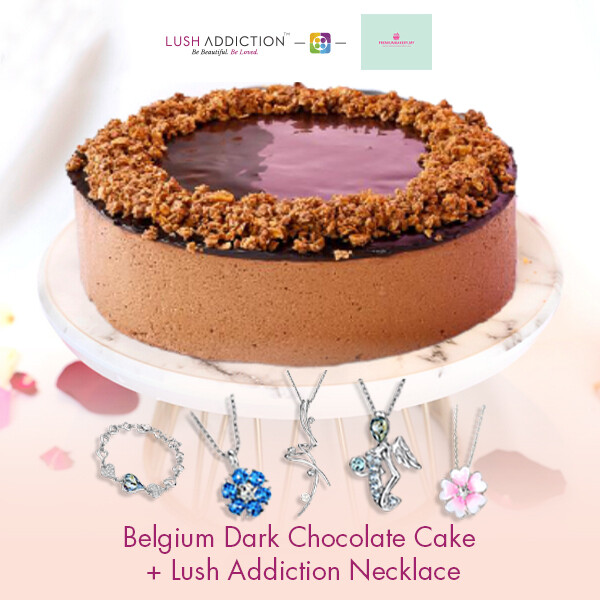Belgium Dark Chocolate Cake + Lush Addiction Necklace (By: Premium Bakery  from KL)
