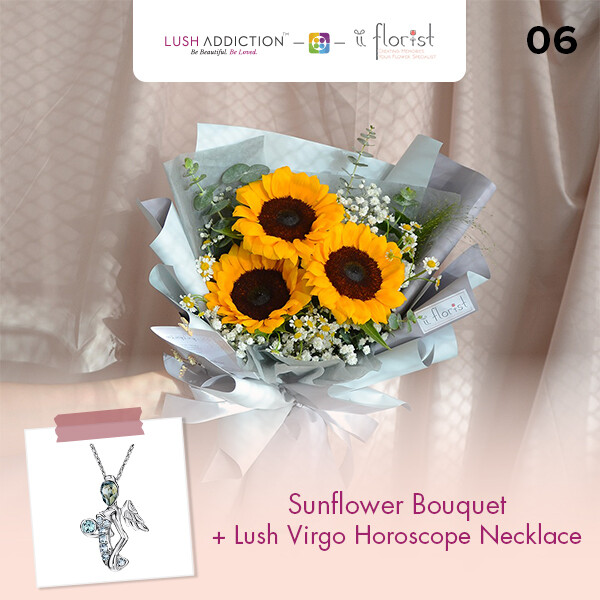 Sunflower Bouquet + Lush Addiction Necklace (By: iiFlorist from Cheras)