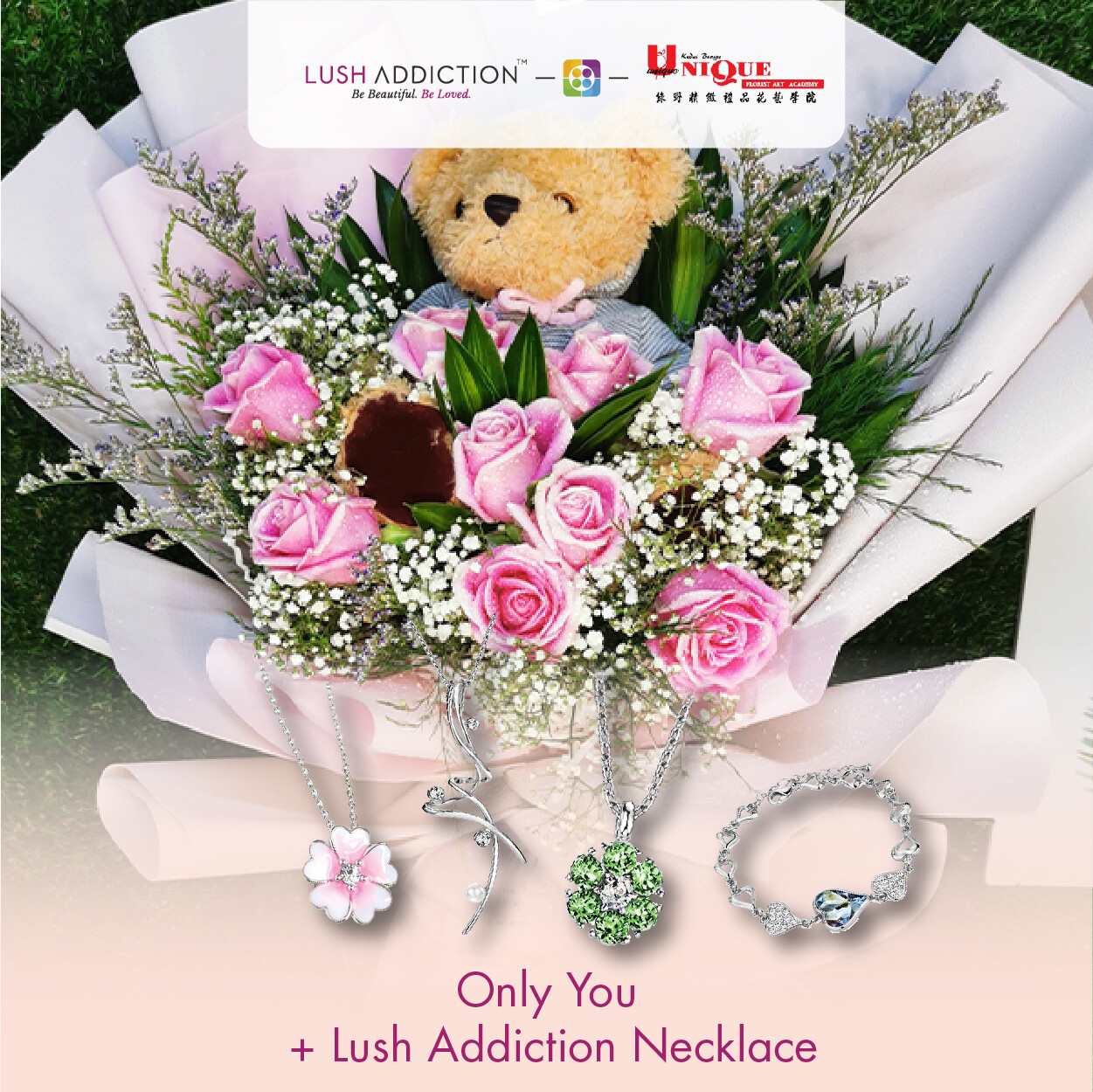 Only You + Lush Addiction Necklace (By: Unique Florist From Penang)