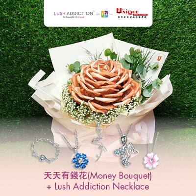 Money Bouquet + Lush Addiction Necklace (By: Unique Florist From Penang)