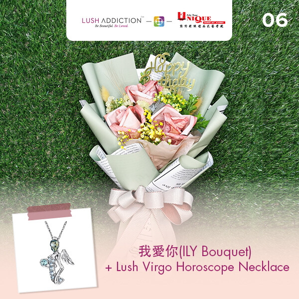 ILY - I Love You Bouquet + Lush Addiction Necklace (By: Unique Florist From Penang)