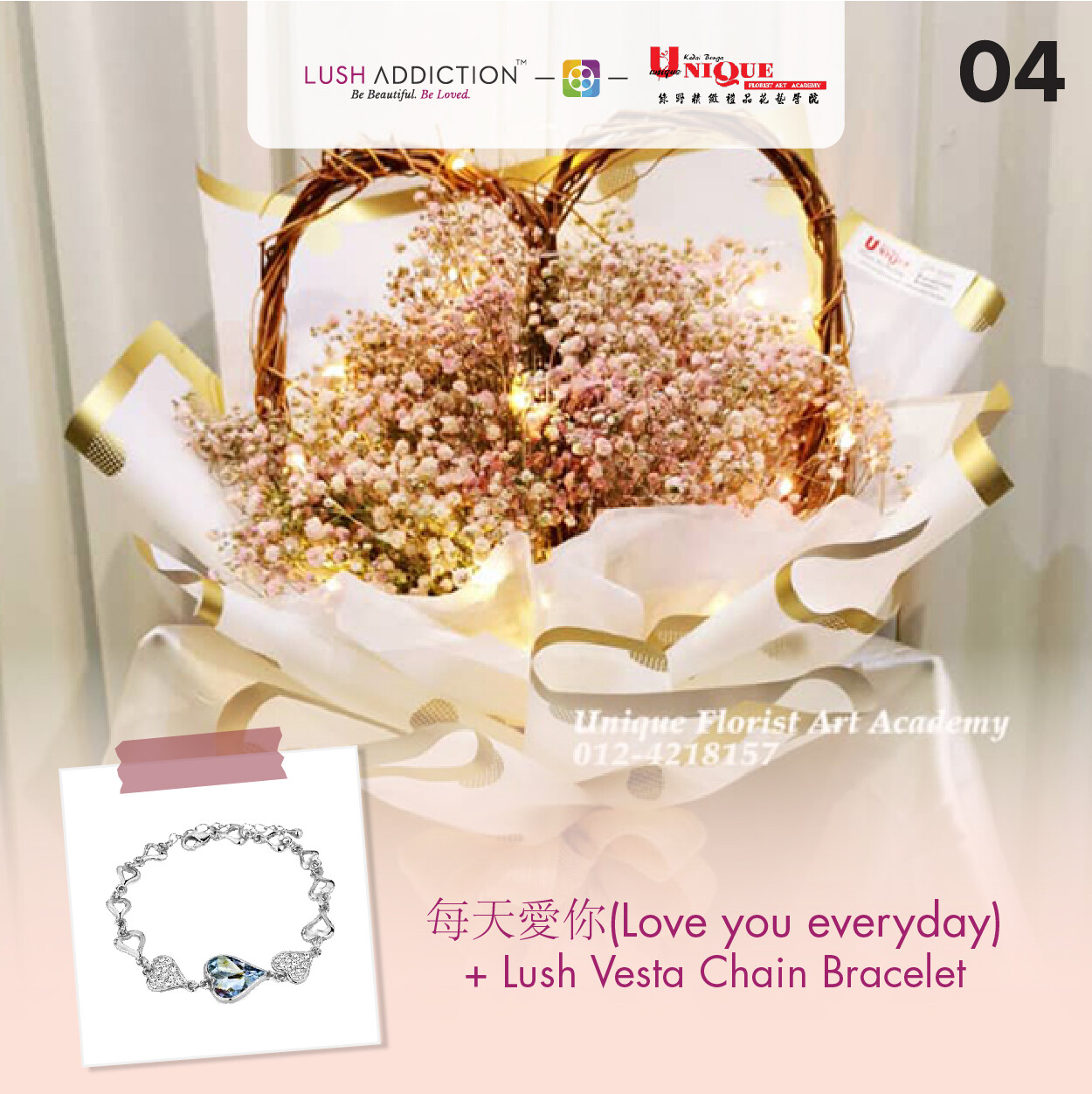 Love You Everyday + Lush Addiction Necklace (By: Unique Florist From Penang)