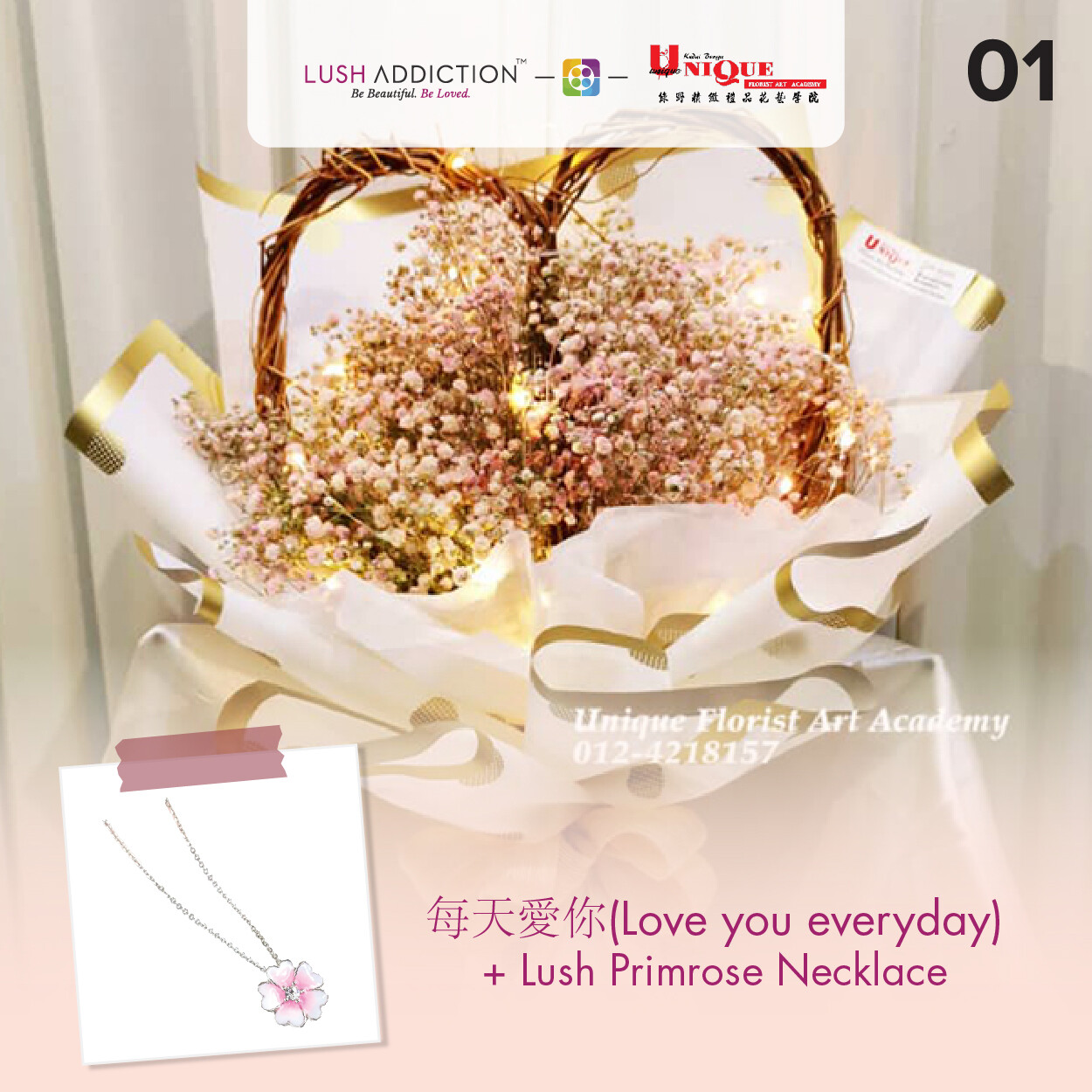 Love You Everyday + Lush Addiction Necklace (By: Unique Florist From Penang)