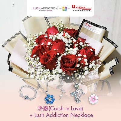 Crush in Love Bouquet + Lush Addiction Necklace (By: Unique Florist From Penang)
