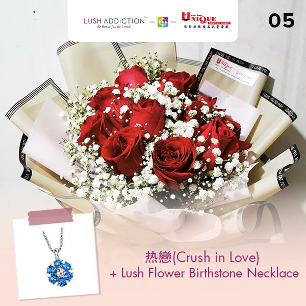 Crush in Love Bouquet + Lush Addiction Necklace (By: Unique Florist From Penang)