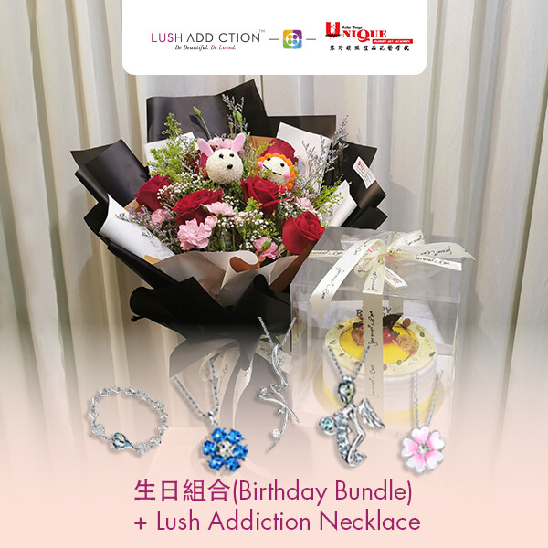 Birthday Bundle Bouquet + Lush Addiction Necklace (By: Unique Florist From Penang)