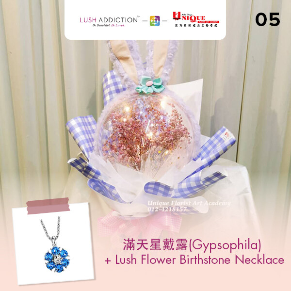 Gypsophila Bouquet + Lush Addiction Necklace (By: Unique Florist From Penang)