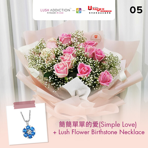 Simple Love Bouquet + Lush Addiction Necklace (By: Unique Florist From Penang)