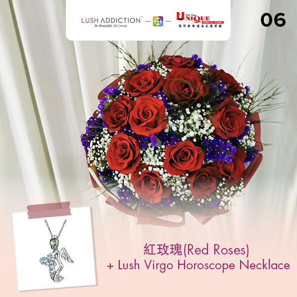 Red Roses Bouquet + Lush Addiction Necklace (By: Unique Florist From Penang)