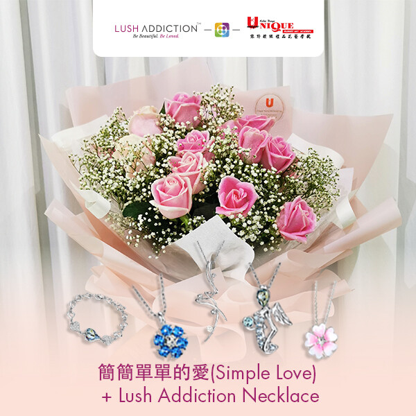 Simple Love Bouquet + Lush Addiction Necklace (By: Unique Florist From Penang)