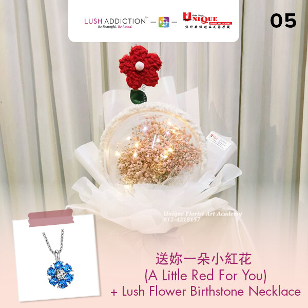A Little Red For You Bouquet+ Lush Addiction Necklace (By: Unique Florist From Penang)