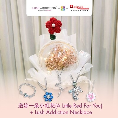 A Little Red For You Bouquet+ Lush Addiction Necklace (By: Unique Florist From Penang)