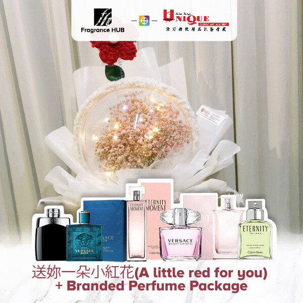 A Little Red For You Bouquet  + Fragrance Hub Branded Perfume (By: Unique Florist from Penang)