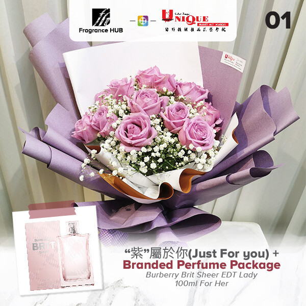 Just For You Bouquet  + Fragrance Hub Branded Perfume (By: Unique Florist from Penang)
