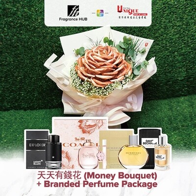 Money Bouquet  + Fragrance Hub Branded Perfume (By: Unique Florist from Penang)