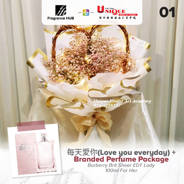 Love You Everyday Bouquet  + Fragrance Hub Branded Perfume (By: Unique Florist from Penang)