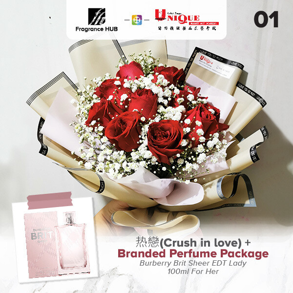 Crush In Love Bouquet  + Fragrance Hub Branded Perfume (By: Unique Florist from Penang)