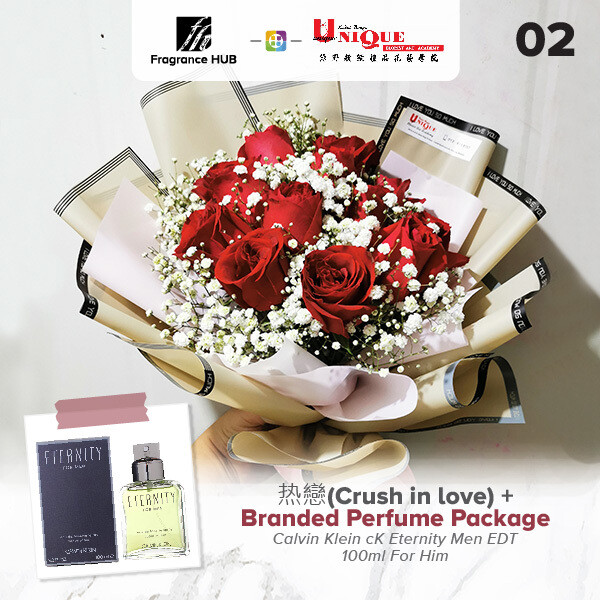 Crush In Love Bouquet  + Fragrance Hub Branded Perfume (By: Unique Florist from Penang)