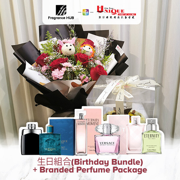 Birthday Bundle Bouquet  + Fragrance Hub Branded Perfume (By: Unique Florist from Penang)