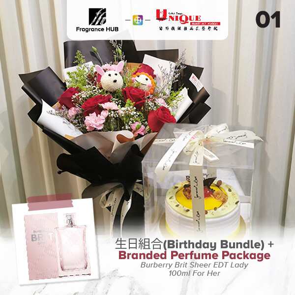 Birthday Bundle Bouquet  + Fragrance Hub Branded Perfume (By: Unique Florist from Penang)