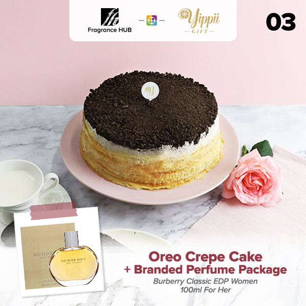 Oreo Mille Crepe Cake + Fragrance Hub Branded Perfume (By: Yippii Gift Cake from Kuala Lumpur)