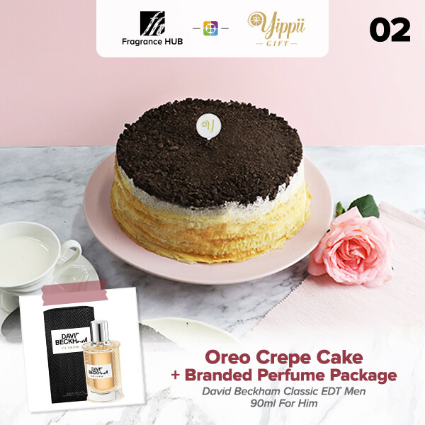 Oreo Mille Crepe Cake + Fragrance Hub Branded Perfume (By: Yippii Gift Cake from Kuala Lumpur)