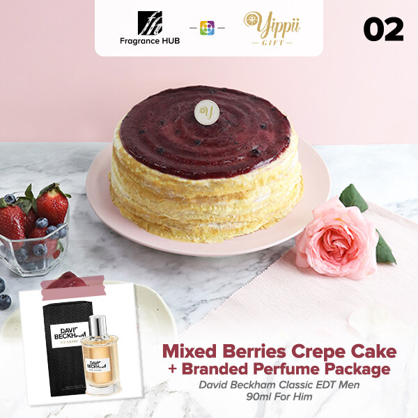 Mix Berries Mille Crepe Cake + Fragrance Hub Branded Perfume (By: Yippii Gift Cake from Kuala Lumpur)