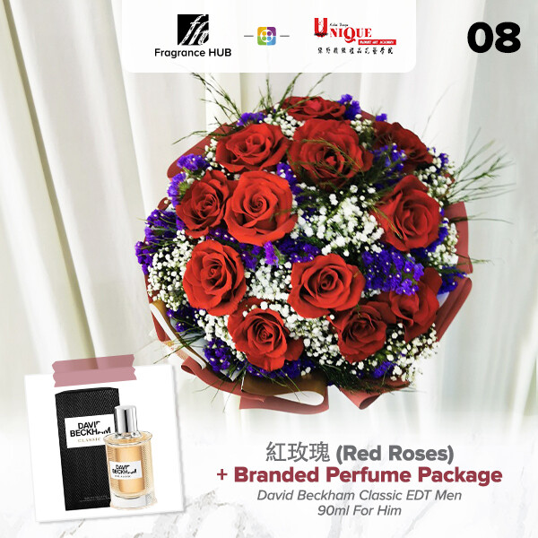 Red Roses Bouquet  + Fragrance Hub Branded Perfume (By: Unique Florist from Penang)