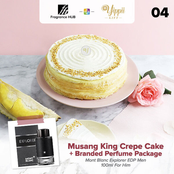 Musang King Durian Mille Crepe Cake + Fragrance Hub Branded Perfume (By: Yippii Gift Cake from Kuala Lumpur)