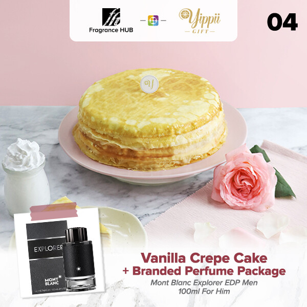 Vanilla Mille Crepe Cake + Fragrance Hub Branded Perfume (By: Yippii Gift Cake from Kuala Lumpur)