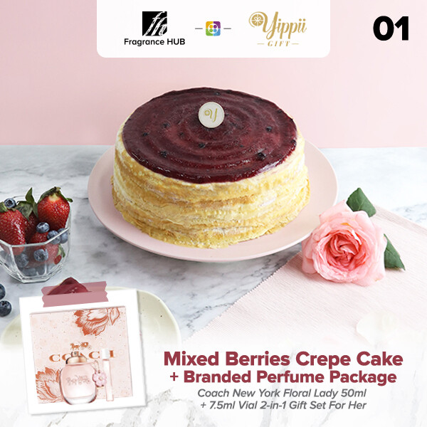 Mix Berries Mille Crepe Cake + Fragrance Hub Branded Perfume (By: Yippii Gift Cake from Kuala Lumpur)
