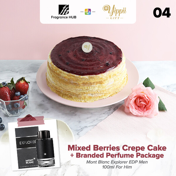 Mix Berries Mille Crepe Cake + Fragrance Hub Branded Perfume (By: Yippii Gift Cake from Kuala Lumpur)