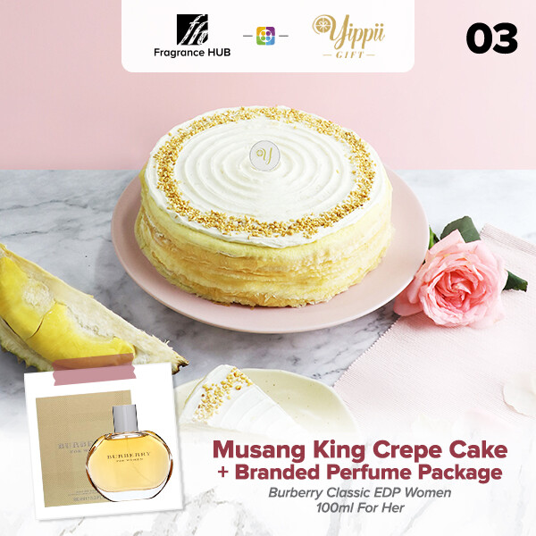 Musang King Durian Mille Crepe Cake + Fragrance Hub Branded Perfume (By: Yippii Gift Cake from Kuala Lumpur)