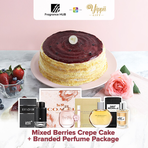 Mix Berries Mille Crepe Cake + Fragrance Hub Branded Perfume (By: Yippii Gift Cake from Kuala Lumpur)