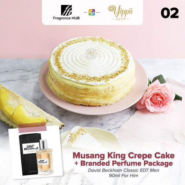 Musang King Durian Mille Crepe Cake + Fragrance Hub Branded Perfume (By: Yippii Gift Cake from Kuala Lumpur)