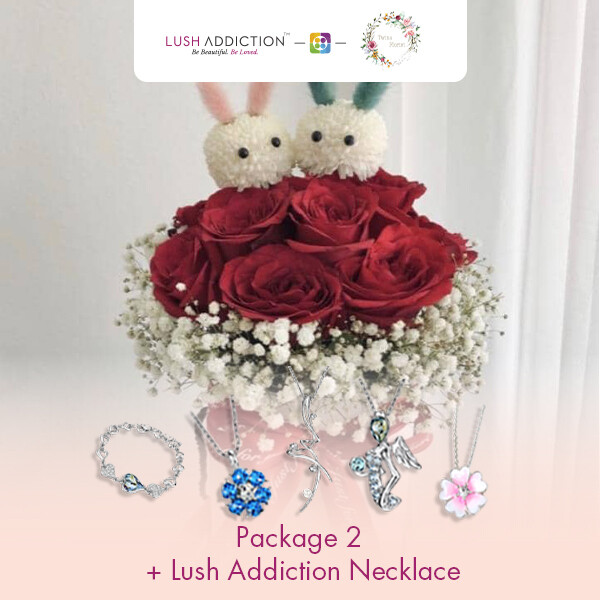 Package 2 + Lush Addiction Necklace (By: Twins Florist from Sri Petaling)