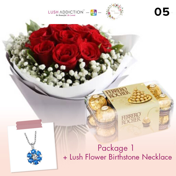 Package 1 + Lush Addiction Necklace (By: Twins Florist from Sri Petaling)