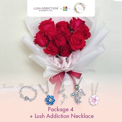 Package 4 + Lush Addiction Necklace (By: Twins Florist from Sri Petaling)