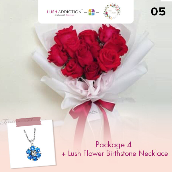 Package 4 + Lush Addiction Necklace (By: Twins Florist from Sri Petaling)