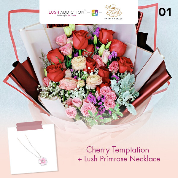 Cherry Temptation + Lush Addiction Necklace (By: Pretty Petals from Kuching)