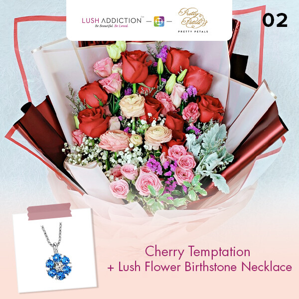 Cherry Temptation + Lush Addiction Necklace (By: Pretty Petals from Kuching)