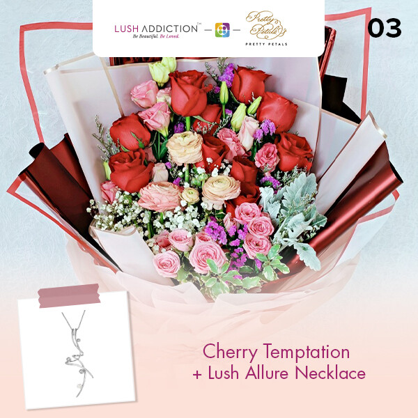 Cherry Temptation + Lush Addiction Necklace (By: Pretty Petals from Kuching)