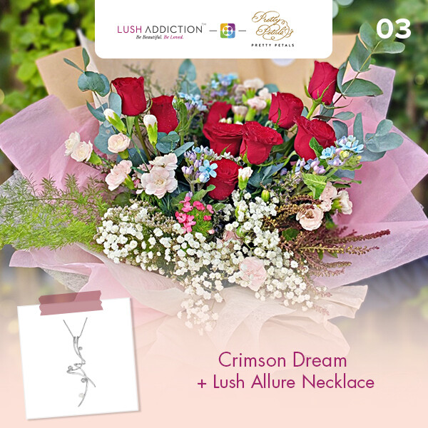 Crimson Dream + Lush Addiction Necklace (By: Pretty Petals from Kuching)