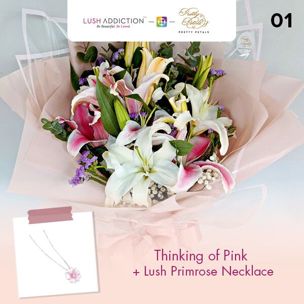 Thinking of Pink + Lush Addiction Necklace (By: Pretty Petals from Kuching)