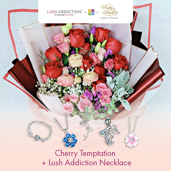 Cherry Temptation + Lush Addiction Necklace (By: Pretty Petals from Kuching)