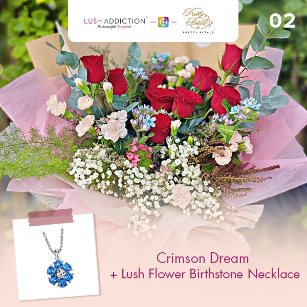 Crimson Dream + Lush Addiction Necklace (By: Pretty Petals from Kuching)