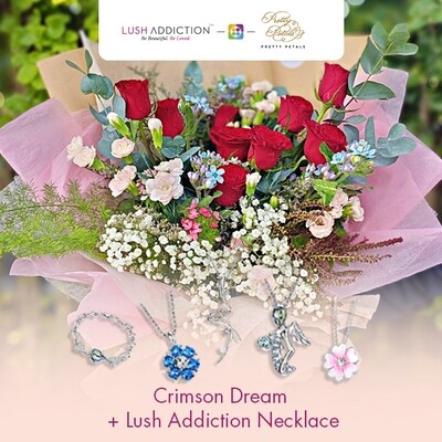Crimson Dream + Lush Addiction Necklace (By: Pretty Petals from Kuching)