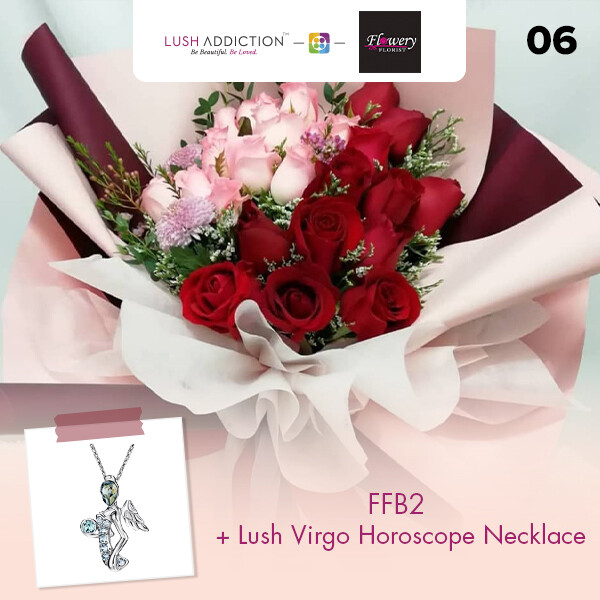 FFB2 Bouquet + Lush Addiction Necklace (By: Flowery Florist from Seri Kembangan)