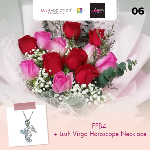 FFB4 Bouquet + Lush Addiction Necklace (By: Flowery Florist from Seri Kembangan)